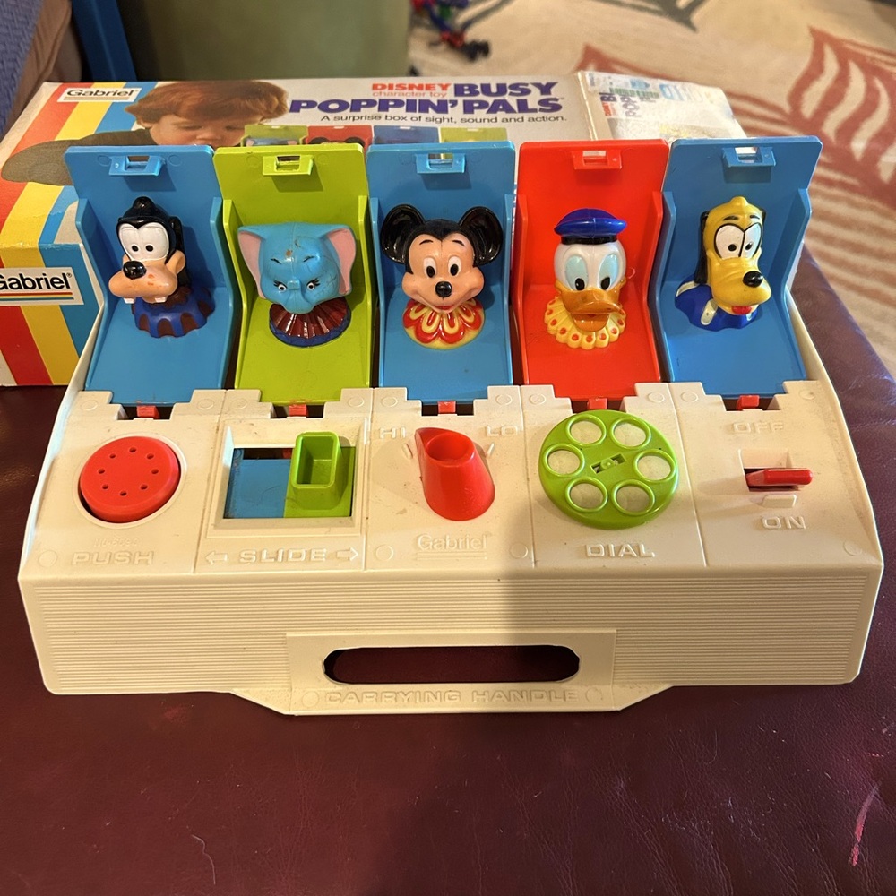 Vintage 1979 Disney Busy Poppin Pals Character Toy with Box